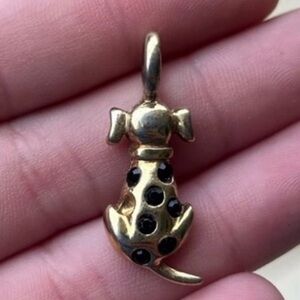 KIS Signed Gold Tone Dog Pendant with Rhinestones Women’s Vintage Jewelry